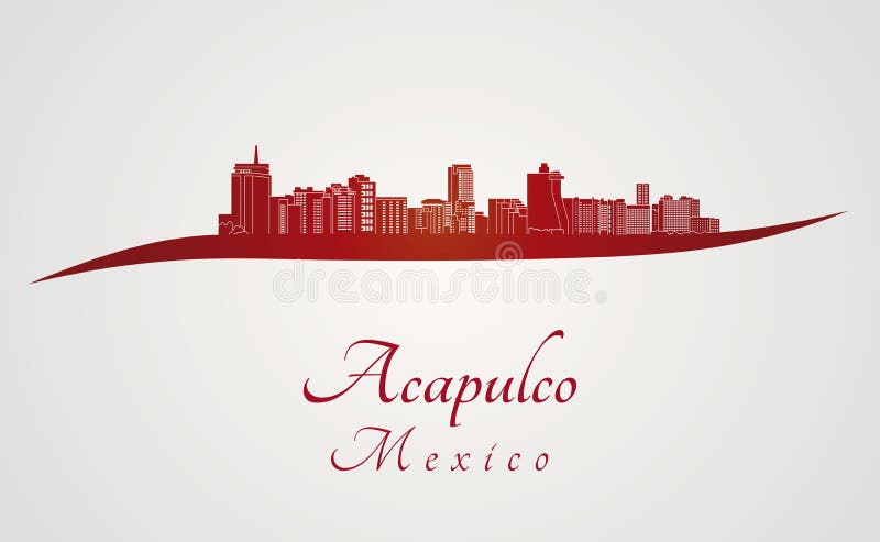 Orizzonte di Acapulco nel rosso illustrazione vettoriale Orizzonte di Acapulco nel rosso illustrazione vettoriale
