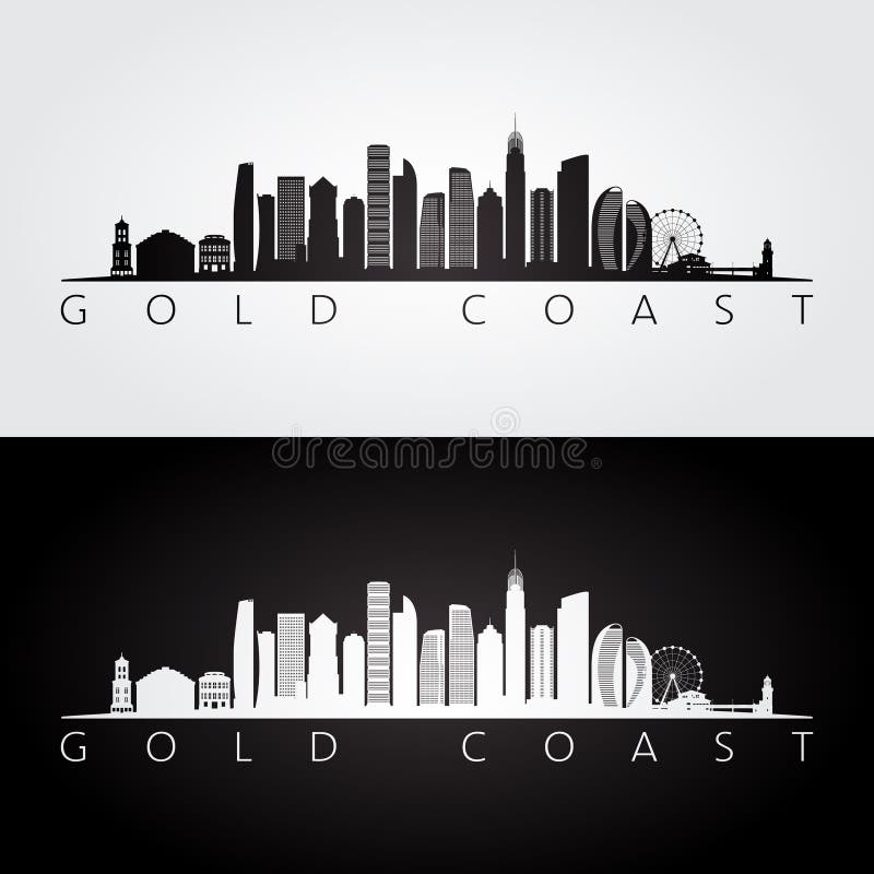 Orizzonte di Gold Coast e siluetta dei punti di riferimento