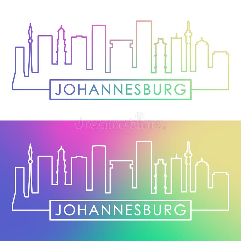 Orizzonte di Johannesburg Stile lineare variopinto illustrazione vettoriale