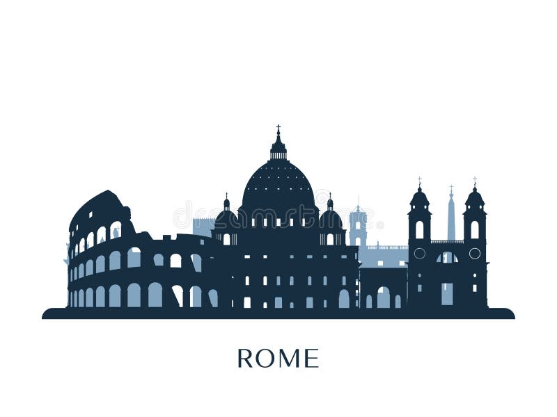 Orizzonte di Roma, siluetta monocromatica royalty illustrazione gratis Orizzonte di Roma, siluetta monocromatica royalty illustrazione gratis