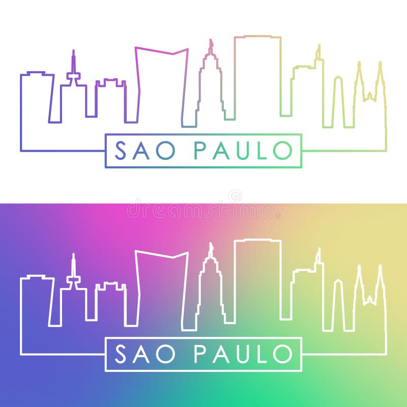 Orizzonte di Sao Paulo Stile lineare variopinto royalty illustrazione gratis