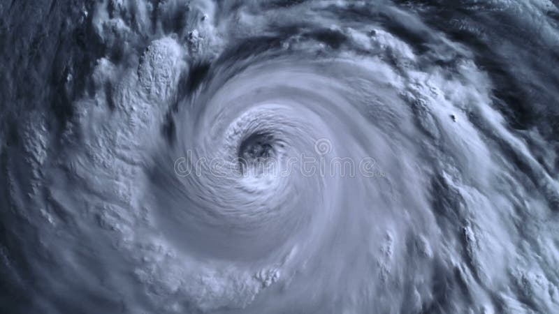 Orkanstormen med blixt över havet , satellit- sikt
