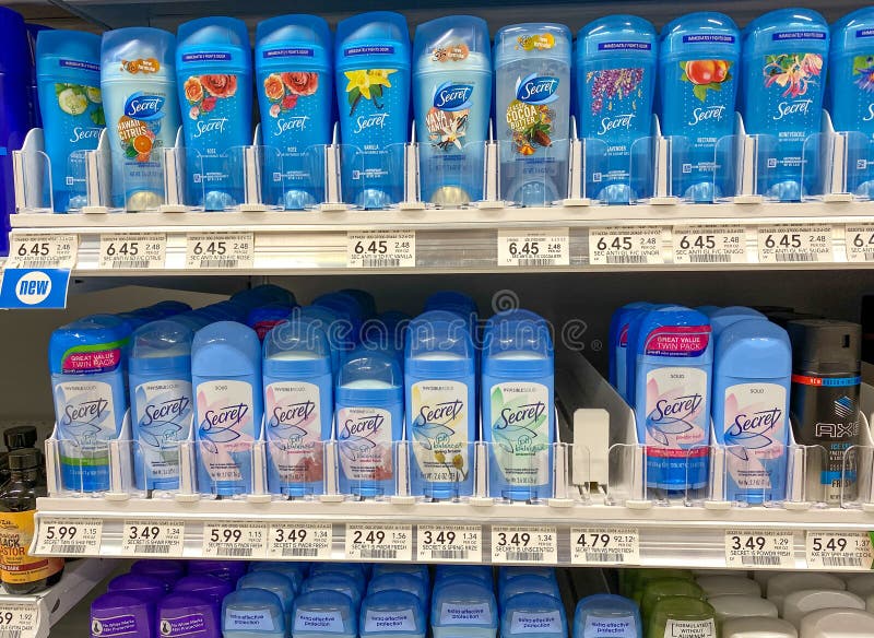 Orlando,FL/USA -5/9/20:  A display of Secret deodorant ready for customers to purchase at a Publix grocery store