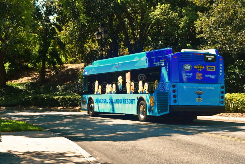 Universal Studios Bus Drives by Hotel Area. Editorial Photo Image of