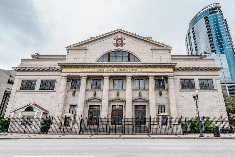 ORLANDO, FLORIDA, DE V.S. - DECEMBER, 2018: Heilige George Antiochian Orthodox Church royalty-vrije stock afbeeldingen ORLANDO, FLORIDA, DE V.S. - DECEMBER, 2018: Heilige George Antiochian Orthodox Church royalty-vrije stock afbeeldingen