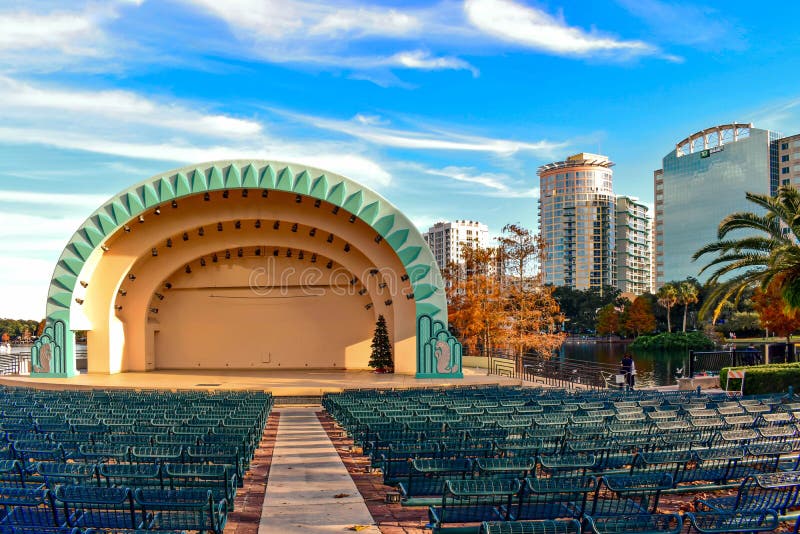 Amphitheater at Lake Eola Park in Orlando Downtown Area. Editorial Photo -  Image of blue, colorful: 139003786