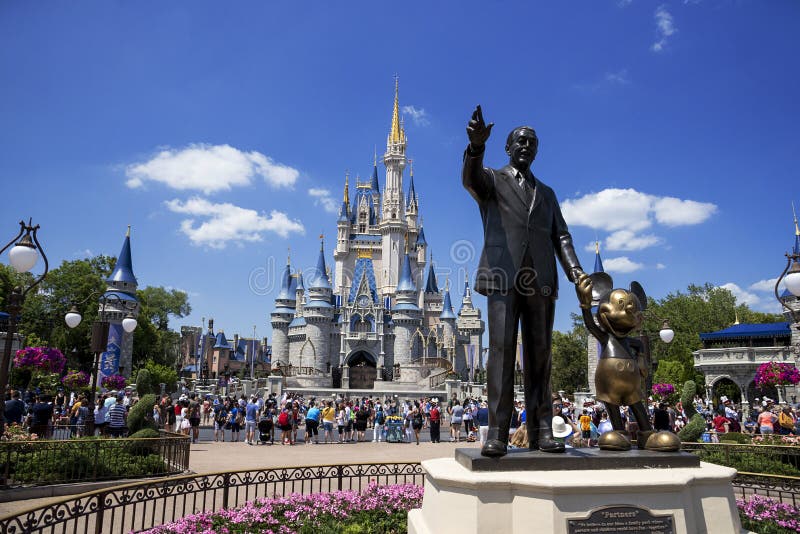 Disney World Castle and Mickey Mouse. Orlando, Florida.