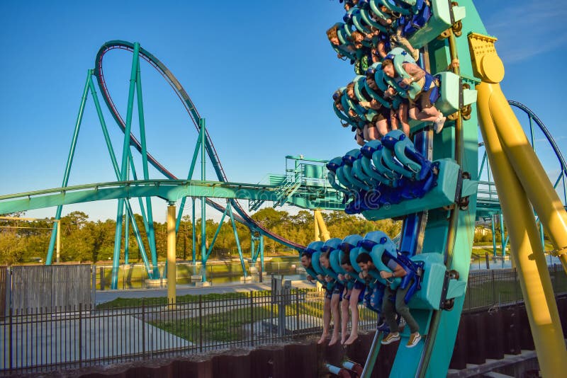 People Having Fun Terrific Kraken Rollercoaster at Seaworld Theme Park ...