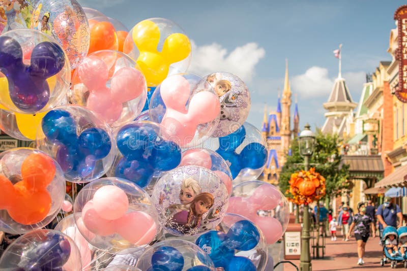 Top view of colorful Disney`s balloon in Magic KIngdom 215