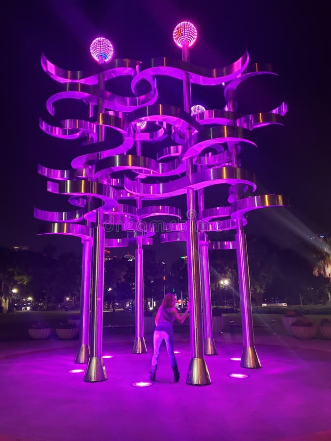 Orlando Purple Abstract Architecture Nighttime Stock Photos Free