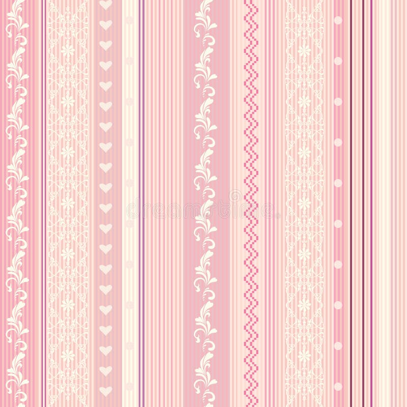 Ornamenral pink striped wallpaper