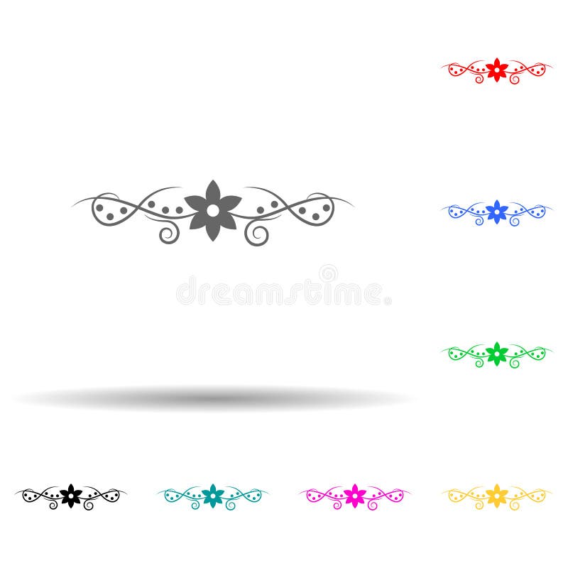 Ornament with a flower multi color style icon. Simple glyph, flat vector of ornaments icons for ui and ux, website or mobile stock illustration