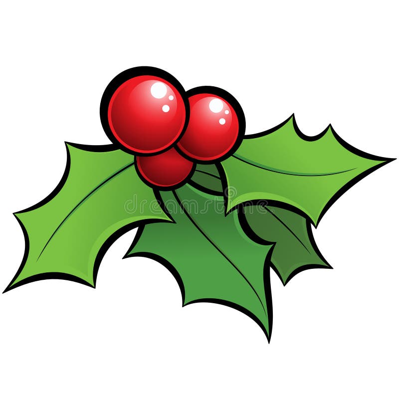 Ornament van de maretakkerstmis van beeldverhaal het vector glanzende holli met bla stock illustratie Ornament van de maretakkerstmis van beeldverhaal het vector glanzende holli met bla stock illustratie