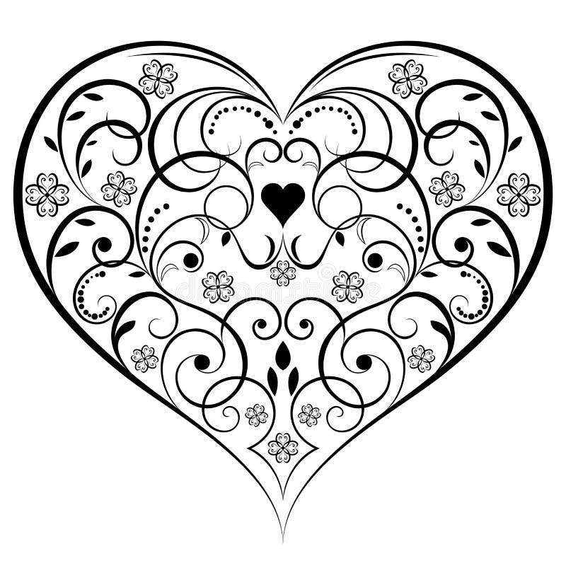 Ornament în formă de inimă abstractă royalty free illustration
