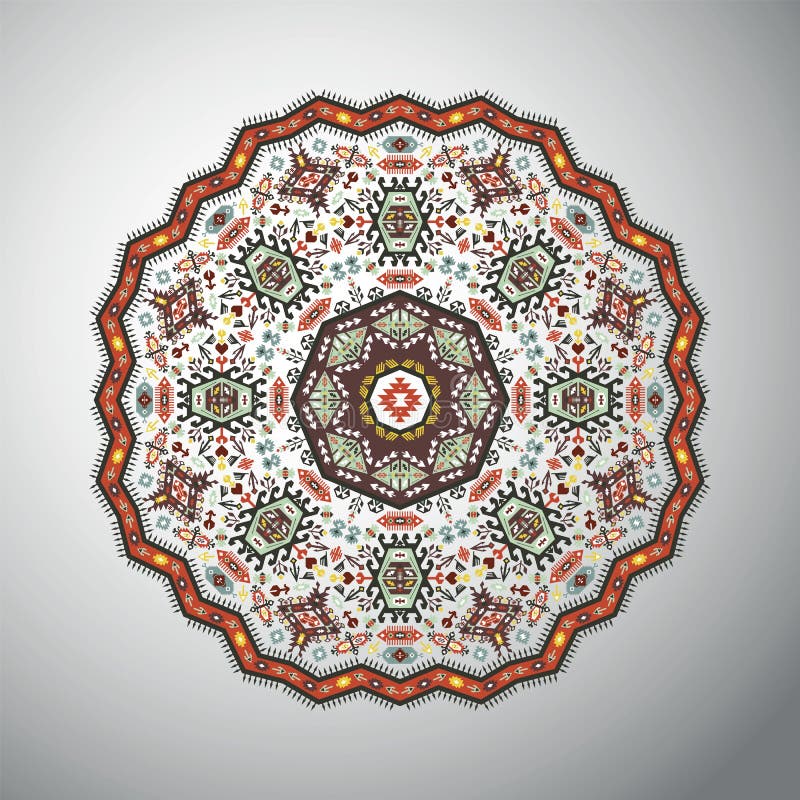 Ornamentacyjny round geometryczny wzór w latyno-amerykański stylu royalty ilustracja Ornamentacyjny round geometryczny wzór w latyno-amerykański stylu royalty ilustracja