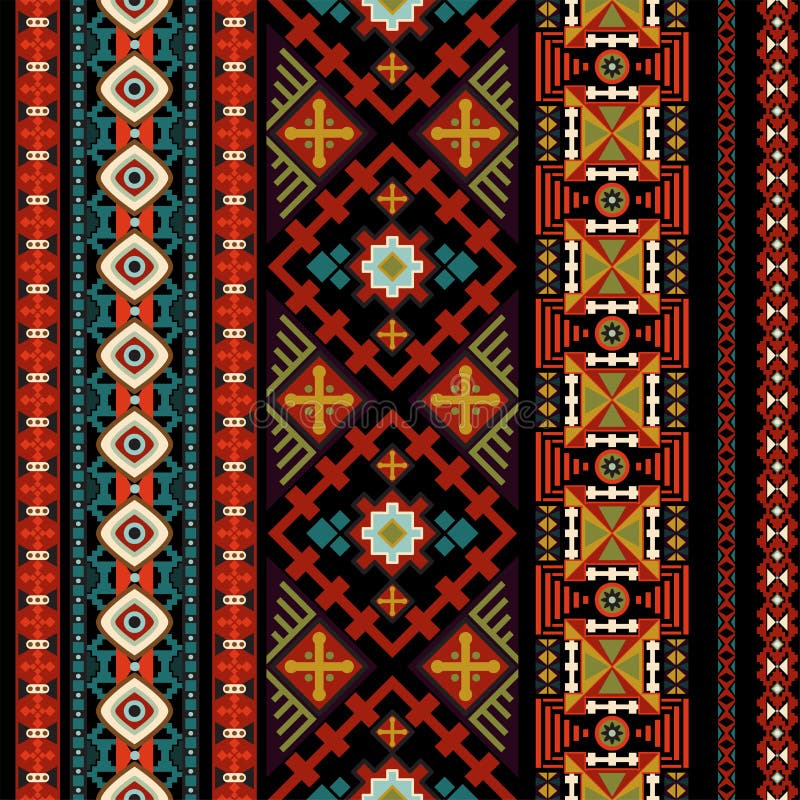 Ornamentacyjny wektorowy bezszwowy wzór Etniczna bezszwowa tapeta Ludowy ornamentacyjny tło Wektorowa geometryczna ilustracja ilustracji Ornamentacyjny wektorowy bezszwowy wzór Etniczna bezszwowa tapeta Ludowy ornamentacyjny tło Wektorowa geometryczna ilustracja ilustracji