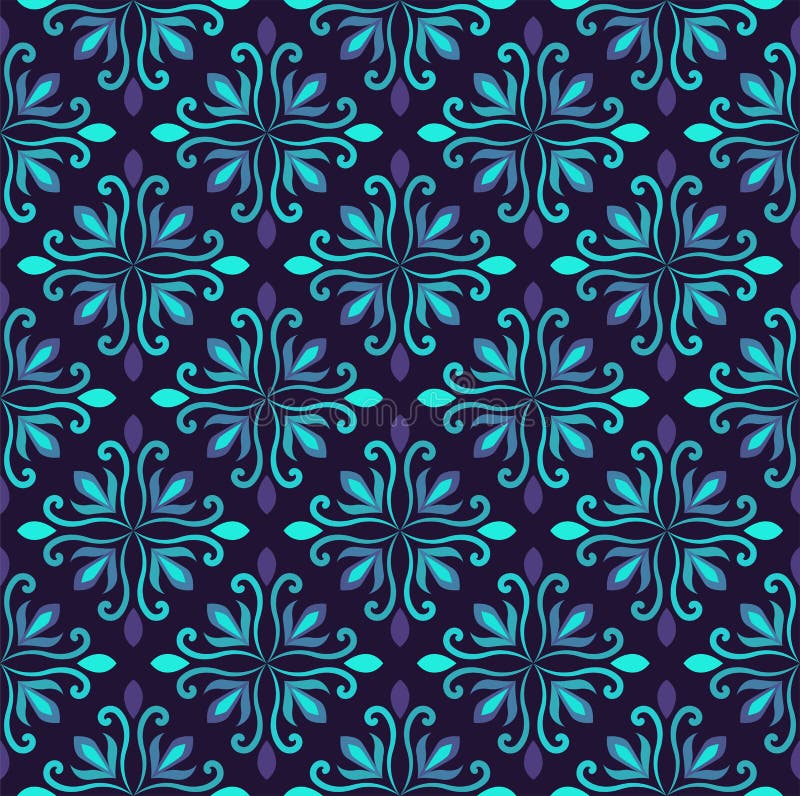 Ornamental Arabesque Floral Tiles Seamless Vector Pattern. Abstract Flower Background. Stock