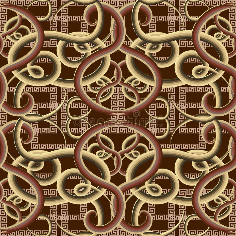 Ornamental Baroque style vintage greek vector seamless pattern. Intricate colorful patterned background. Striped lines, borders, vector illustration Ornamental Baroque style vintage greek vector seamless pattern. Intricate colorful patterned background. Striped lines, borders, vector illustration