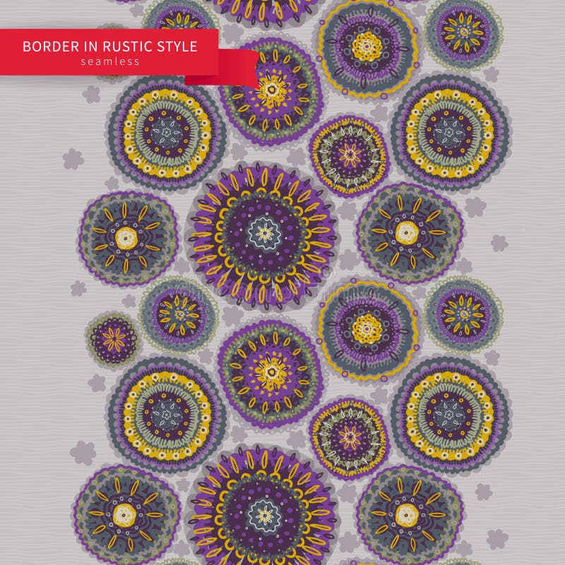 Ornamental circles border in folk style. vector illustration Ornamental circles border in folk style. vector illustration