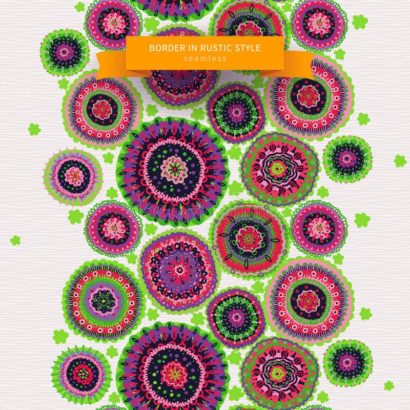 Ornamental circles border in folk style. stock illustration Ornamental circles border in folk style. stock illustration