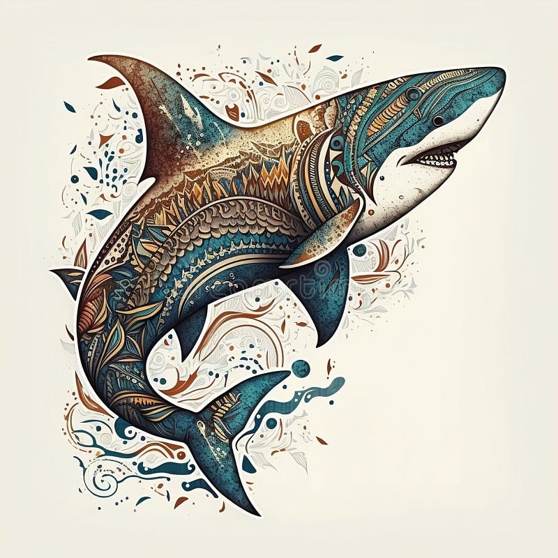 Ornamental decorative shark totem abstract animal illustration royalty free stock image