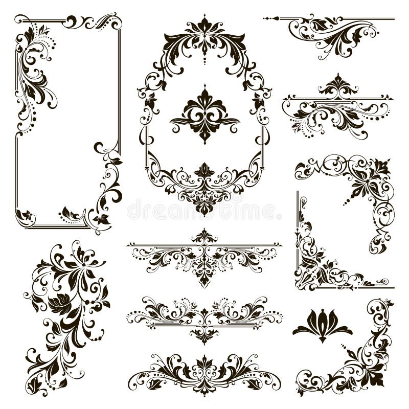 Ornamental Borders with Hearts. Romantic Red Hearts with Floral ...