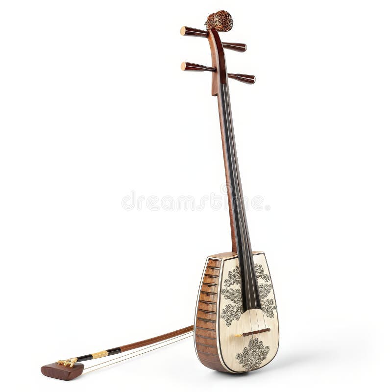 Ornamental Dutar 3D Render Wooden Musical Instrument Persian Stringed Dutar Persian Music stock illustrationer