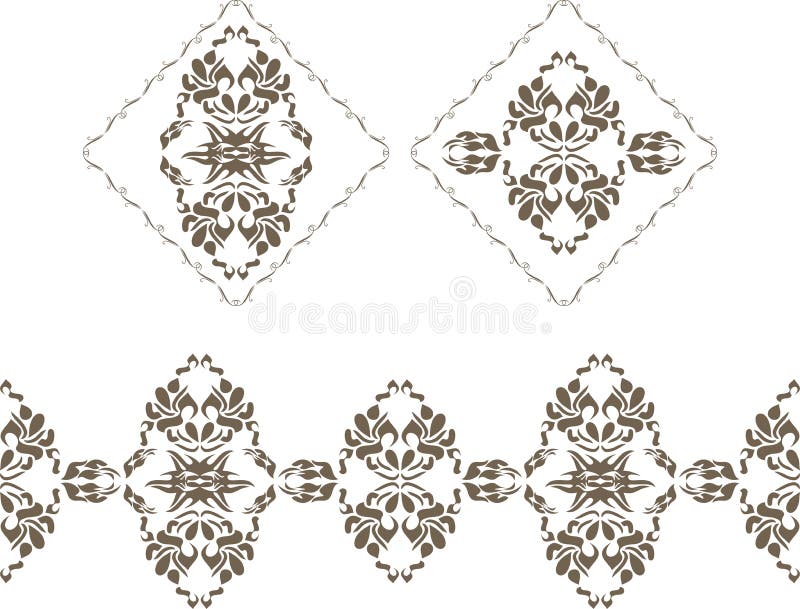 Ornamental elements and border for decor isolated on the white