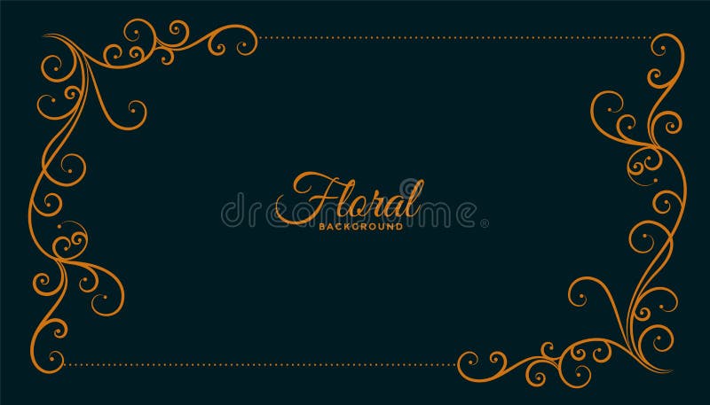 Ornamental Floral Corner Frame Dark Background Design Stock Vector