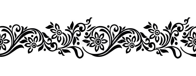 Ornamental Floral Vine Border Design Stock Vector - Illustration of ...