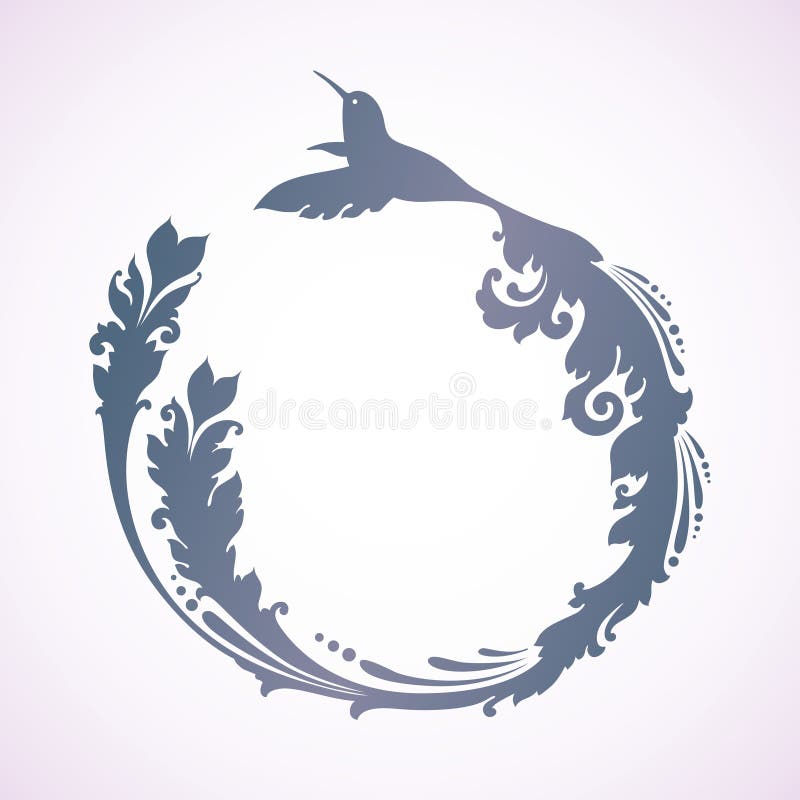 Decorative bird hummingbird with long decorative tail and place for text. Vector illustration. Decorative bird hummingbird with long decorative tail and place for text. Vector illustration