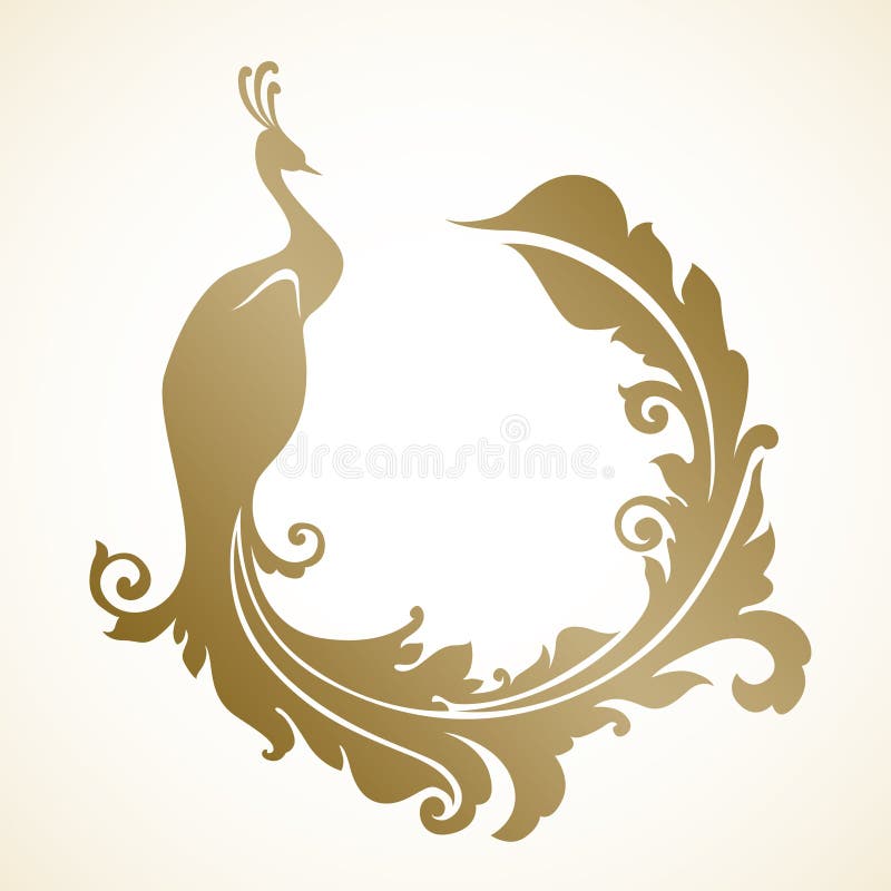 Decorative bird peacock with long decorative tail and place for text. Vector illustration. Decorative bird peacock with long decorative tail and place for text. Vector illustration