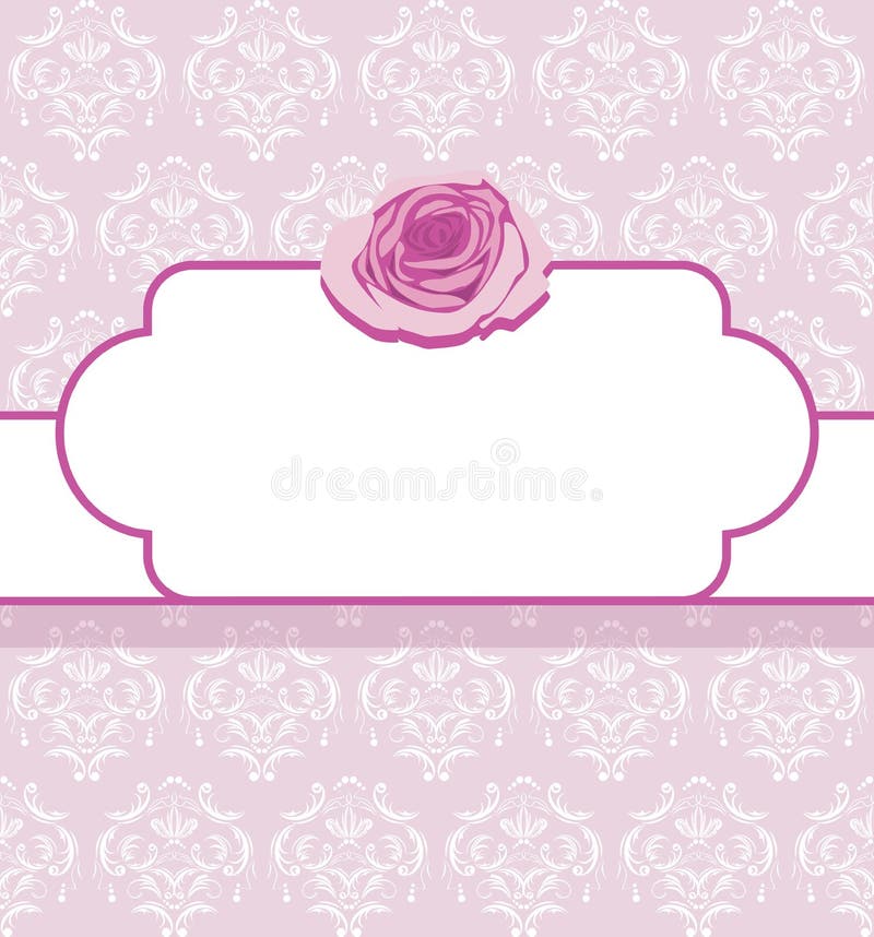 Ornamental frame with pink rose