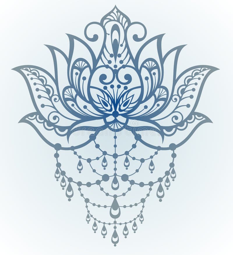 Vector Ornamental Lotus Flower, Ethnic Art.Tattoo