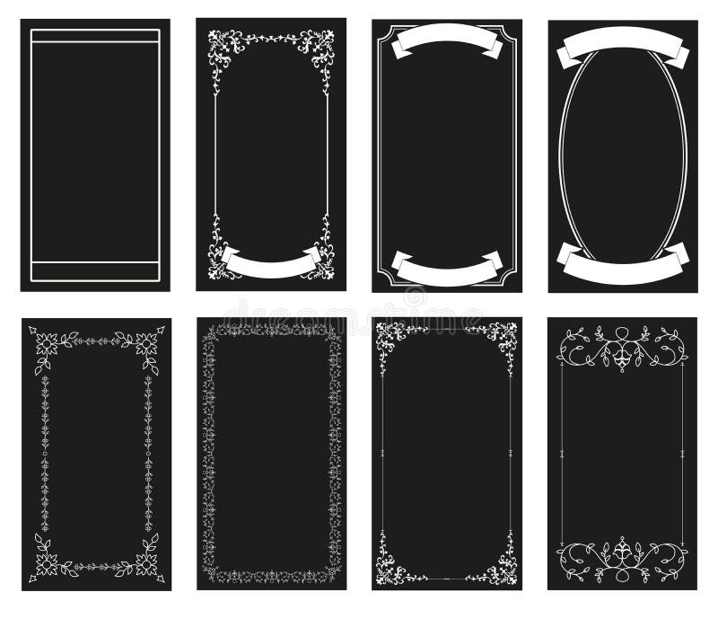 Ornamental Retro Style Frames Banners Text Blank Space Tarot Cards