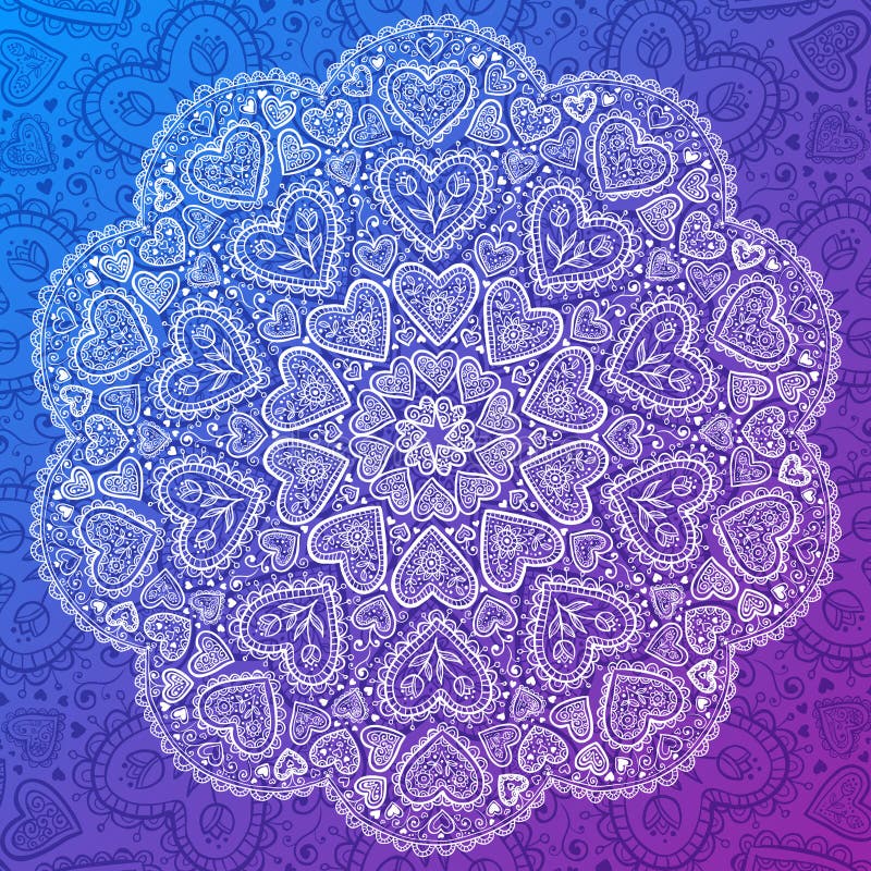 Ornamental round hearts pattern in Indian style