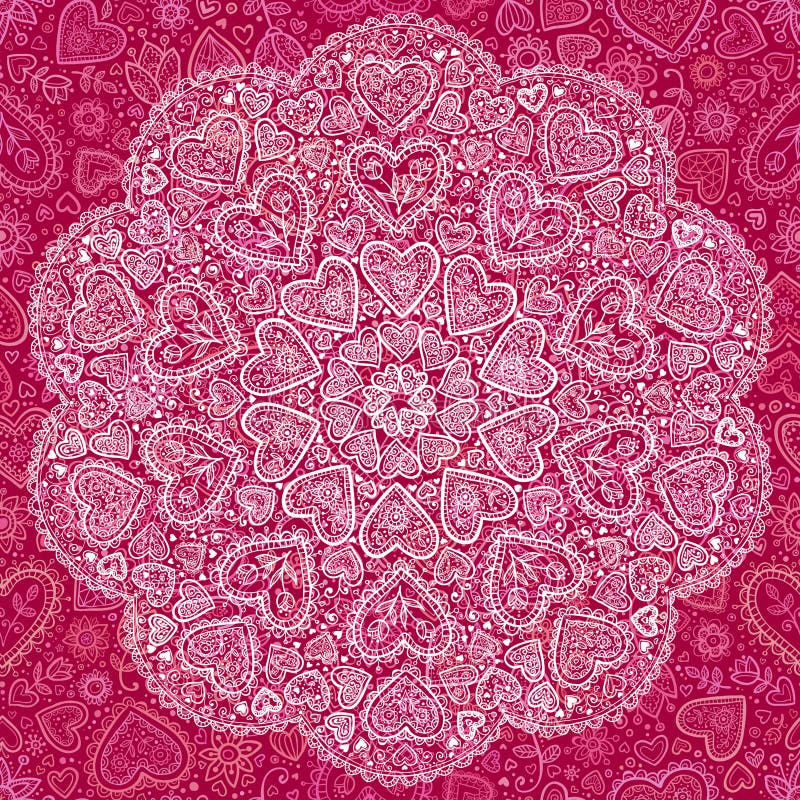 Ornamental round hearts pattern in Indian style