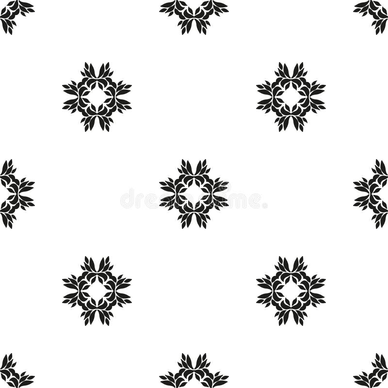 Ornamental seamless floral ethnic black and white pattern