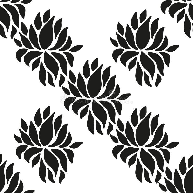Ornamental seamless floral ethnic black and white pattern vector illustration Ornamental seamless floral ethnic black and white pattern vector illustration
