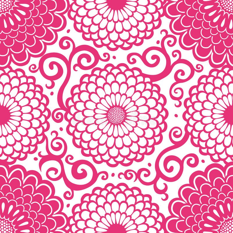 Ornamental Seamless Pattern with Large Circle Flowers. Stock ...
