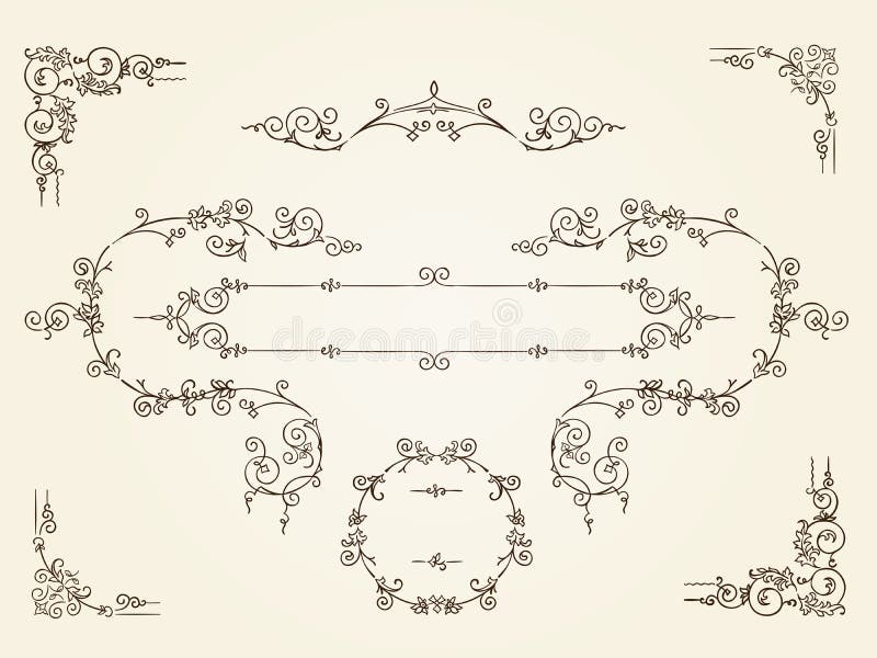 Ornamental vintage rectangular border frames