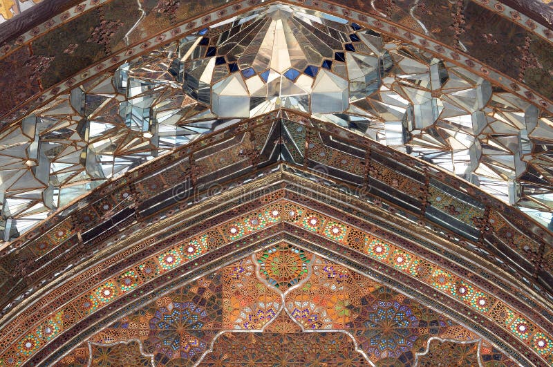 Traditional Persian Design of the Palace Golestan with Painted Walls