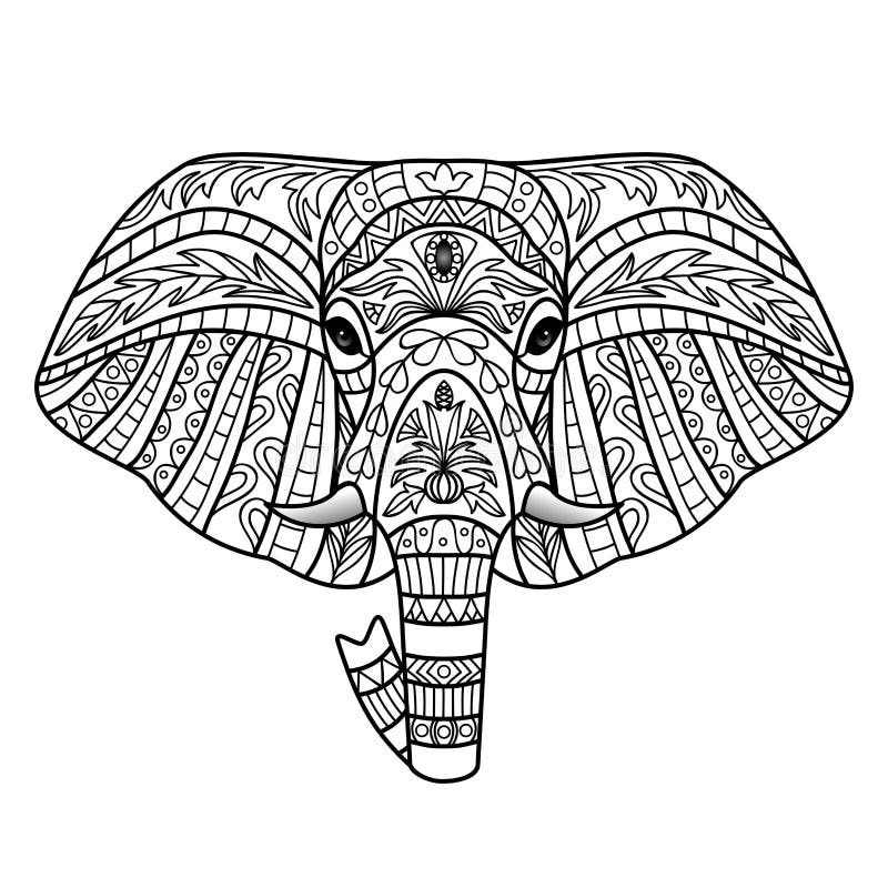 Ornamental White Elephant stock vector. Illustration of nature - 63624686