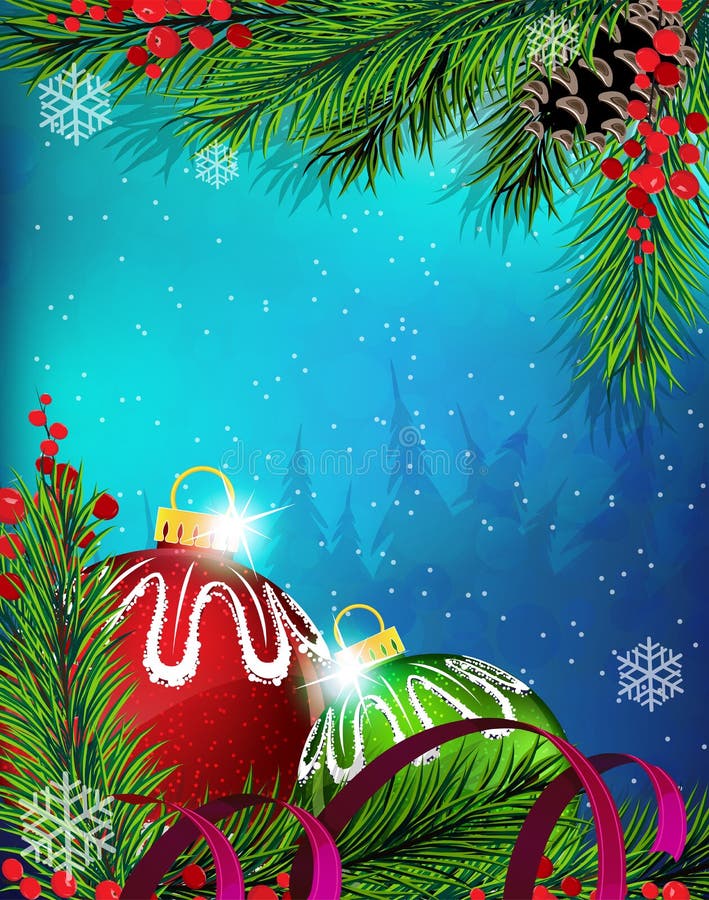 Ornamenti di Natale con il nastro su fondo blu