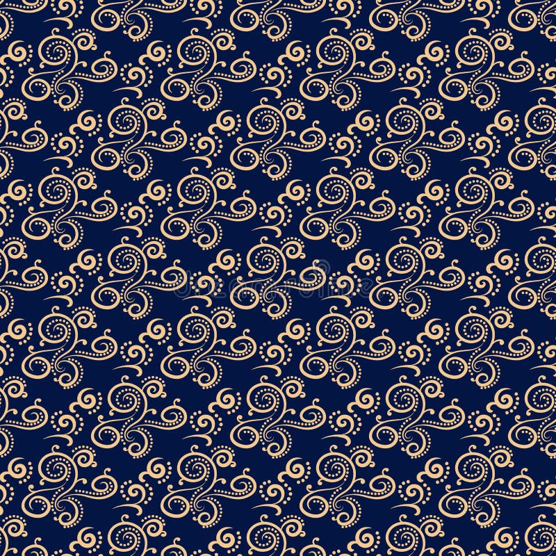 Ornamenti floreali dell'annata Modelli senza cuciture blu e dorati per tessuto e la carta da parati illustrazione vettoriale Ornamenti floreali dell'annata Modelli senza cuciture blu e dorati per tessuto e la carta da parati illustrazione vettoriale