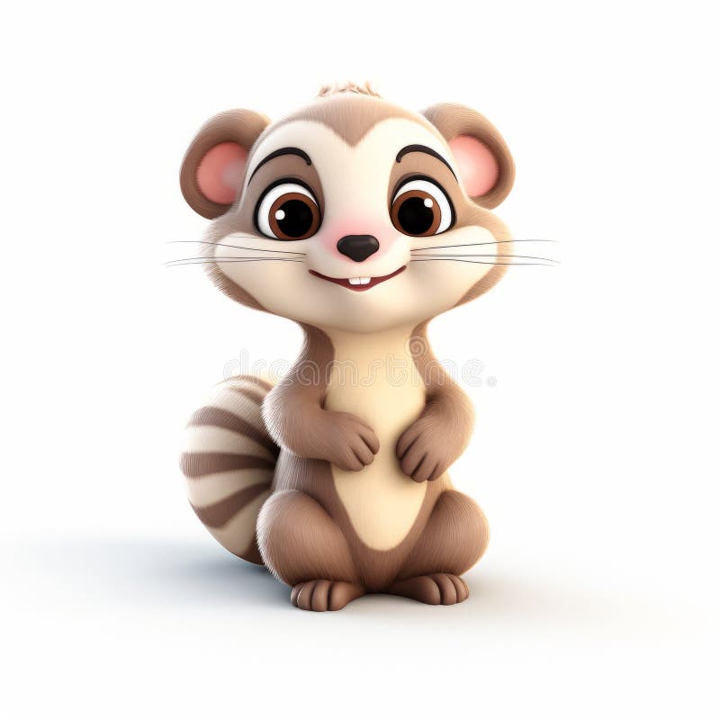 Ornamento in argilla 3d di un furetto da cartone animato royalty illustrazione gratis