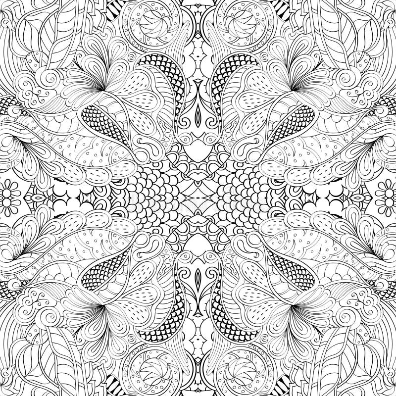 Ornamento curvo mehndi dei trafori Motivo etnico, struttura armoniosa binaria monocromatica di scarabocchio Rebecca 36 Vettore royalty illustrazione gratis Ornamento curvo mehndi dei trafori Motivo etnico, struttura armoniosa binaria monocromatica di scarabocchio Rebecca 36 Vettore royalty illustrazione gratis