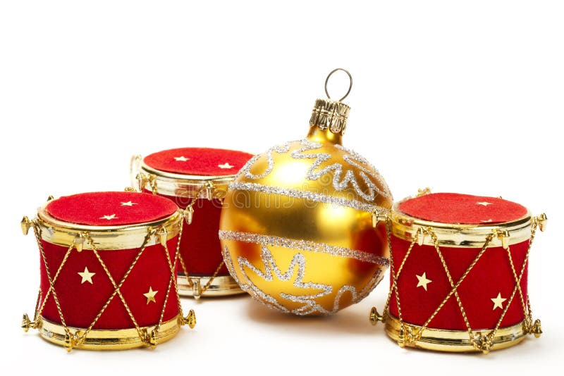 Ornamento da esfera do Natal e do cilindro vermelho fotografia de stock Ornamento da esfera do Natal e do cilindro vermelho fotografia de stock