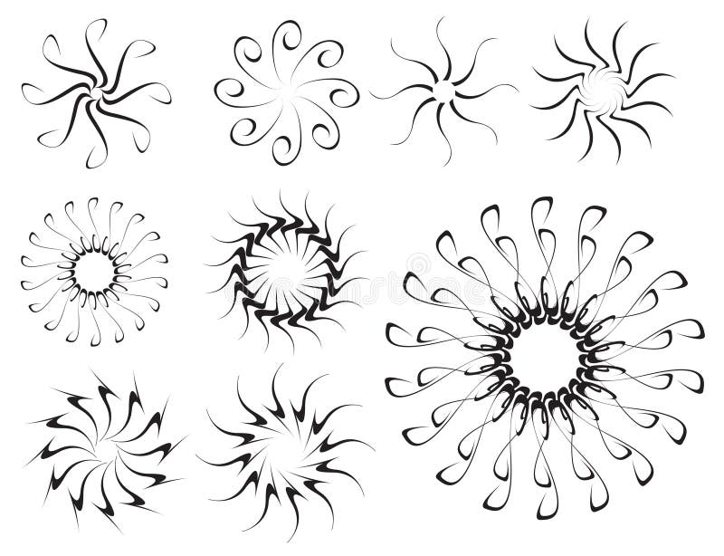 Ornamentos em espiral pretos ilustração stock