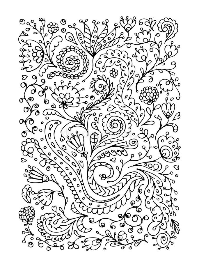 Ornamento floral, bosquejo dibujado mano para su diseño stock de ilustración Ornamento floral, bosquejo dibujado mano para su diseño stock de ilustración